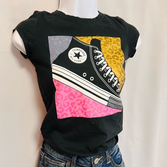 Converse t Shirt girls size Medium (10-12yrs ) black - Picture 1 of 12